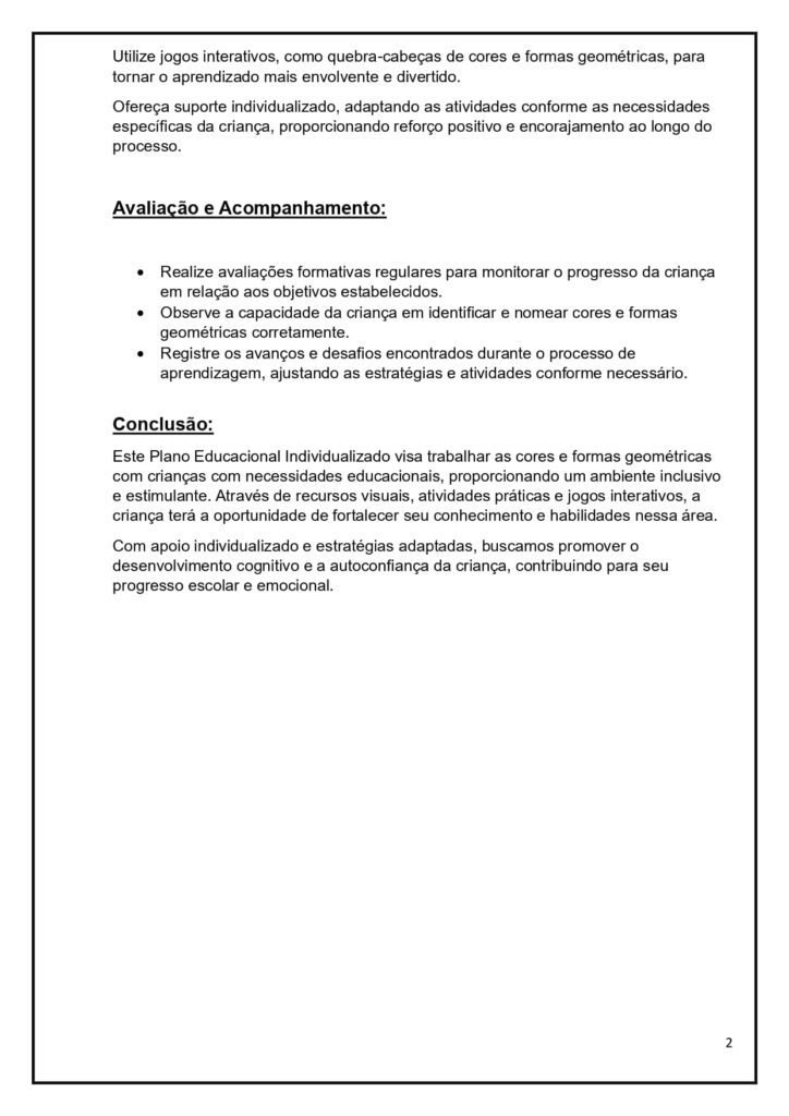 Atividades Educação Especial PEI