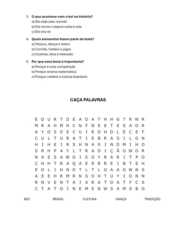 Atividade Bumba-Meu-Boi Leitura e Interpretação