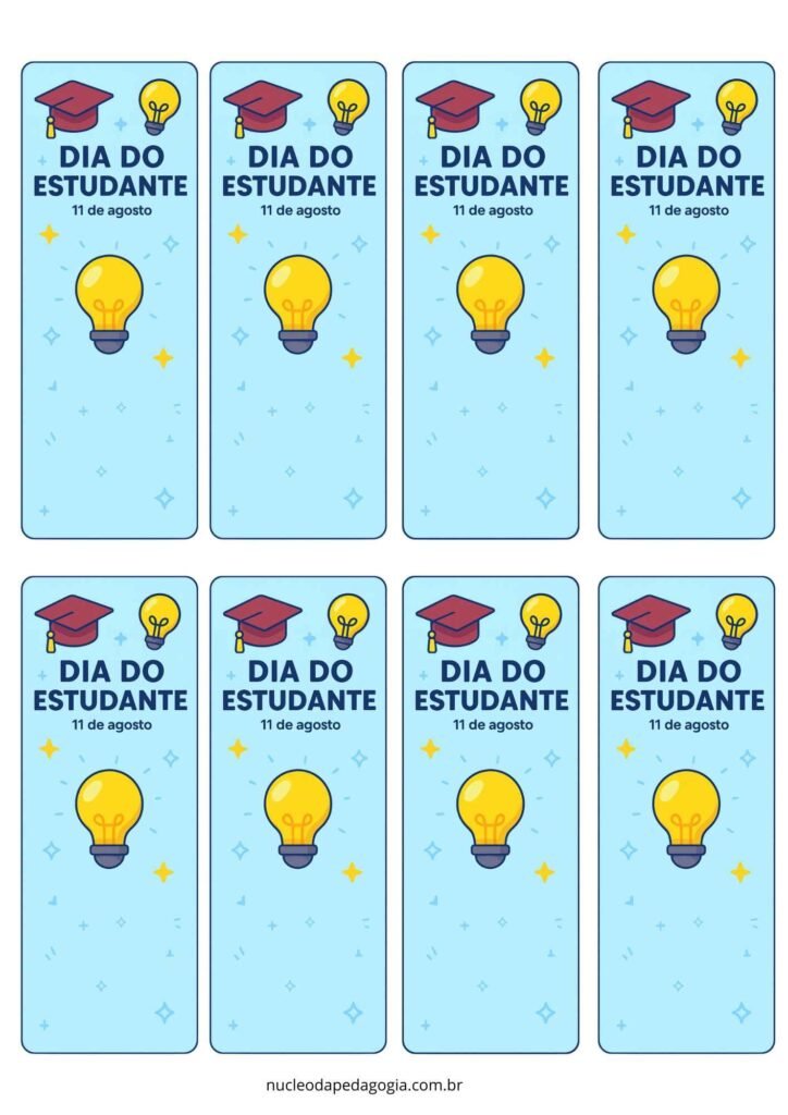 Marca página Dia do Estudante Lembrancinha