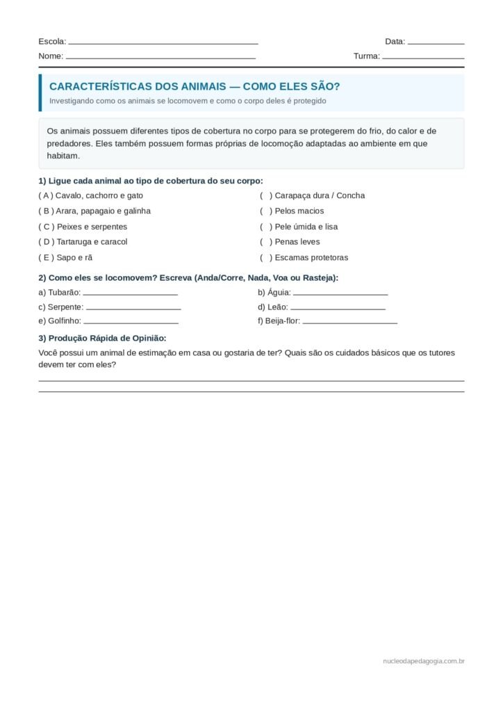Atividades Dia dos Animais para imprimir