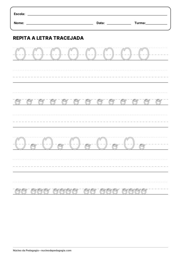 Atividade Letra o Cursiva para Imprimir