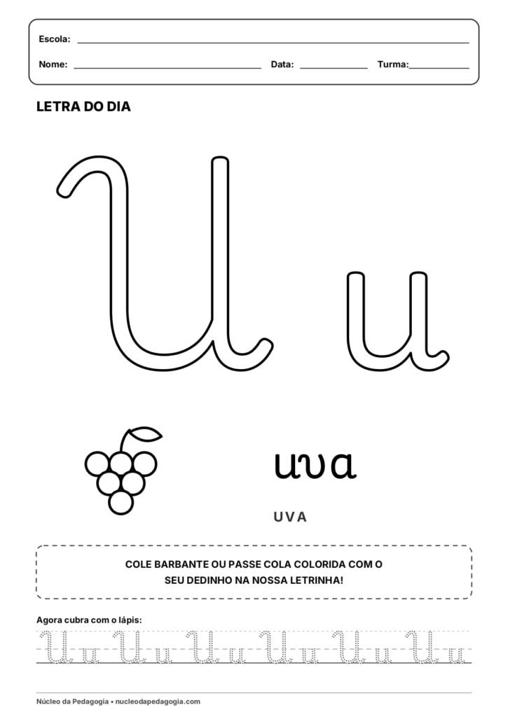 Atividade Letra u Cursiva para Imprimir 
