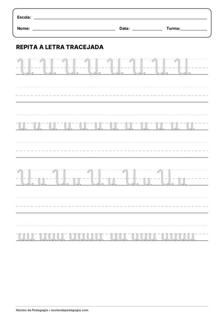 Atividade Letra u Cursiva para Imprimir 