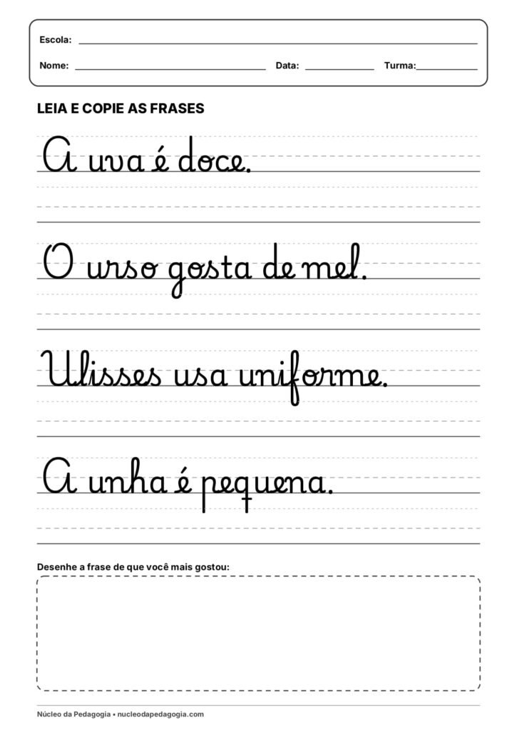 Atividade Letra u Cursiva para Imprimir 