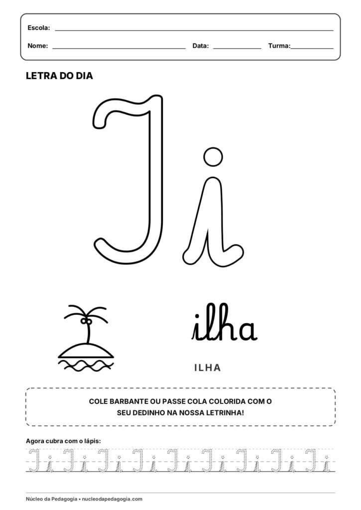 Atividade com a letra i cursiva 