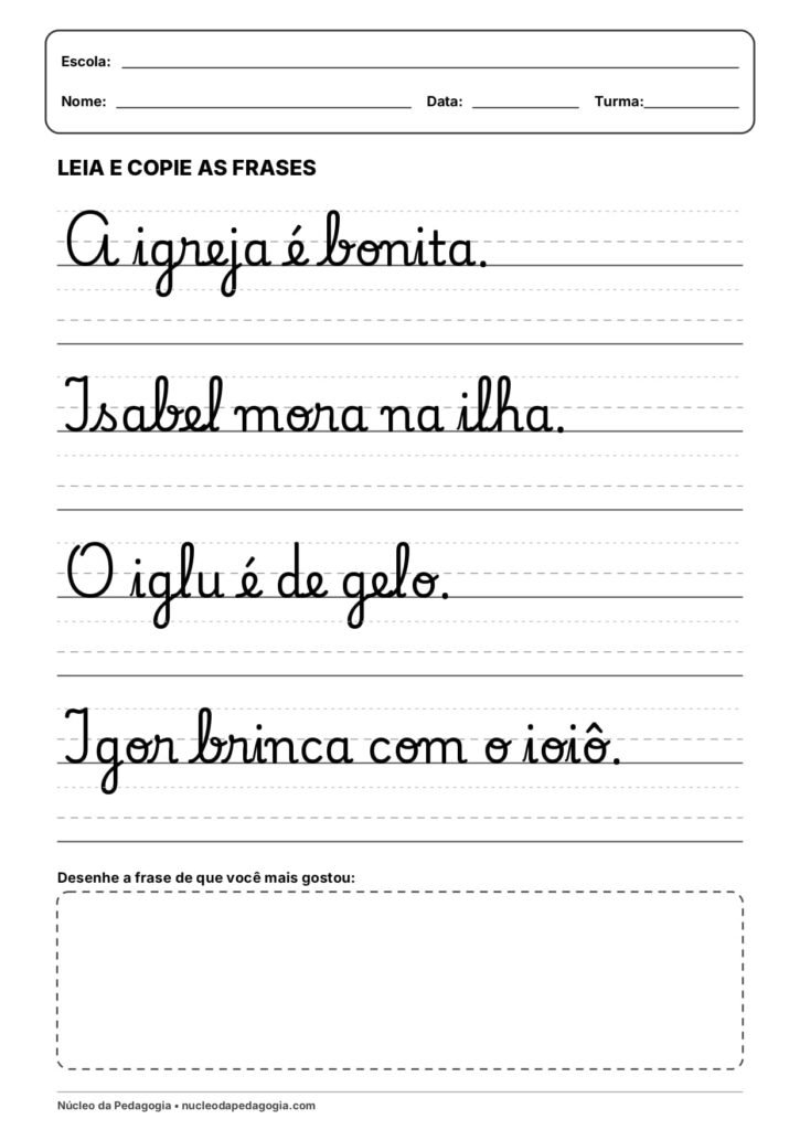 Atividade com a letra i cursiva 