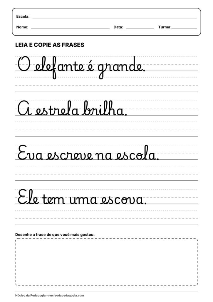 Atividades com a letra E cursiva 