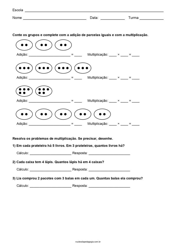 Atividades de Matemática para o 2º ano para imprimir 