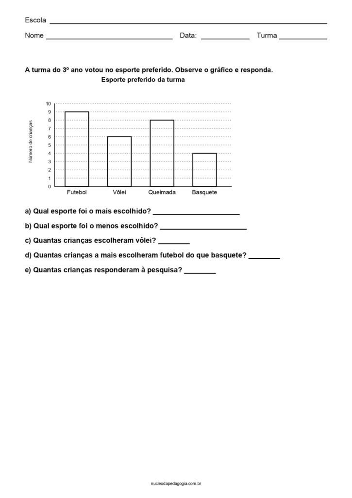 Atividades de Matemática para o 3º ano para imprimir
