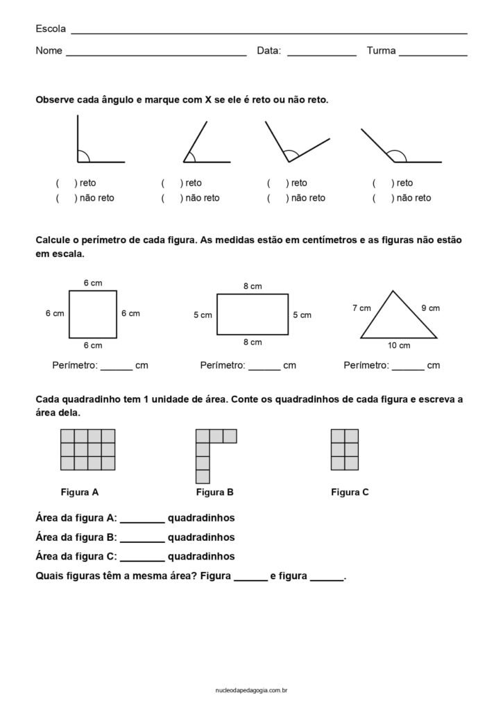 Matemática 4° ano para imprimir 