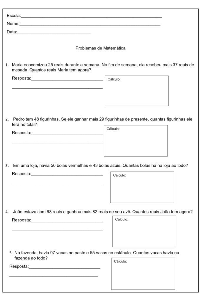 Atividades de Matemática: Adição: 3º Ano - Atividades Educativas