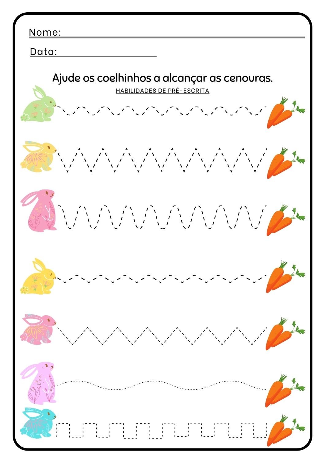 14 Atividades Gratuitas com Recorte e Traçado de Linhas e Curvas para ...