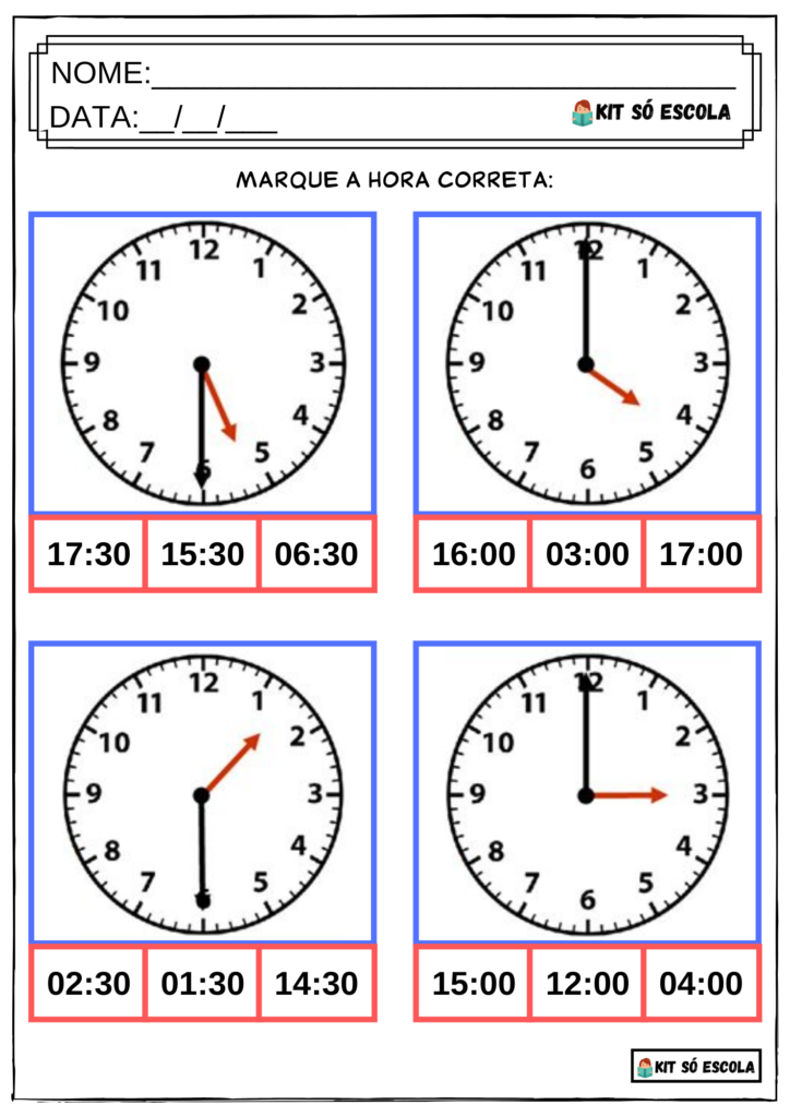 Atividades Com Horas Para Ano Image To U