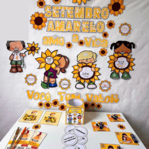 Kit Completo Setembro Amarelo – Painel, Lembrancinhas e Atividade