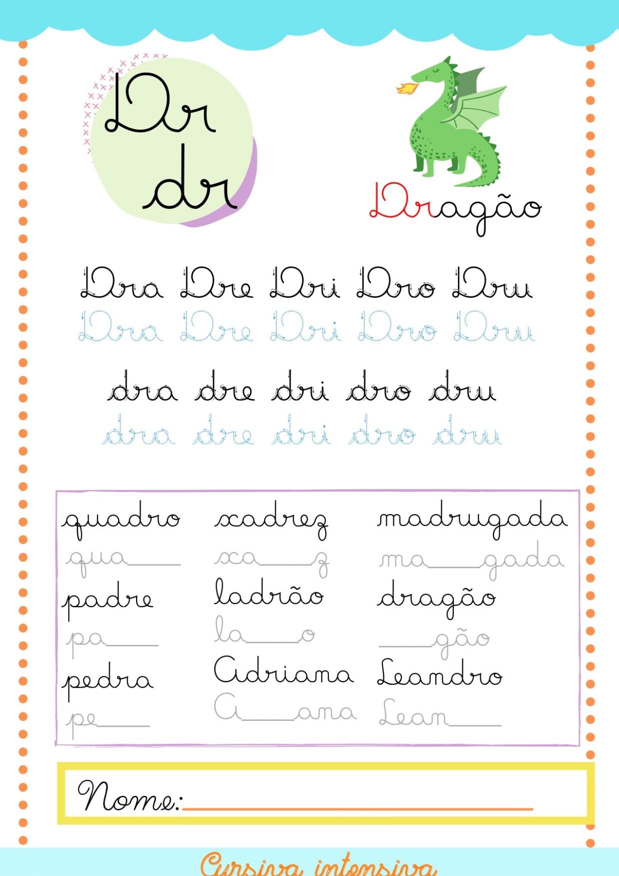 18 Atividades de Letra Cursiva para imprimir - Material Gratuito