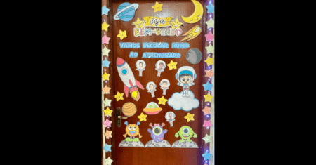 PAINEL PARA PORTA TEMA ASTRONAUTA 