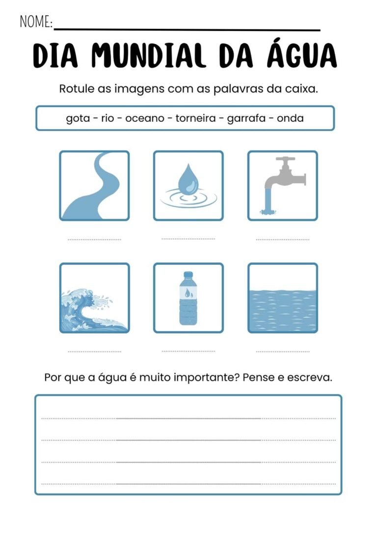Atividades Dia da Água para imprimir - Material Gratuito