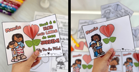 CARTÃO CORAÇÃO 3D DIA DAS MÃES