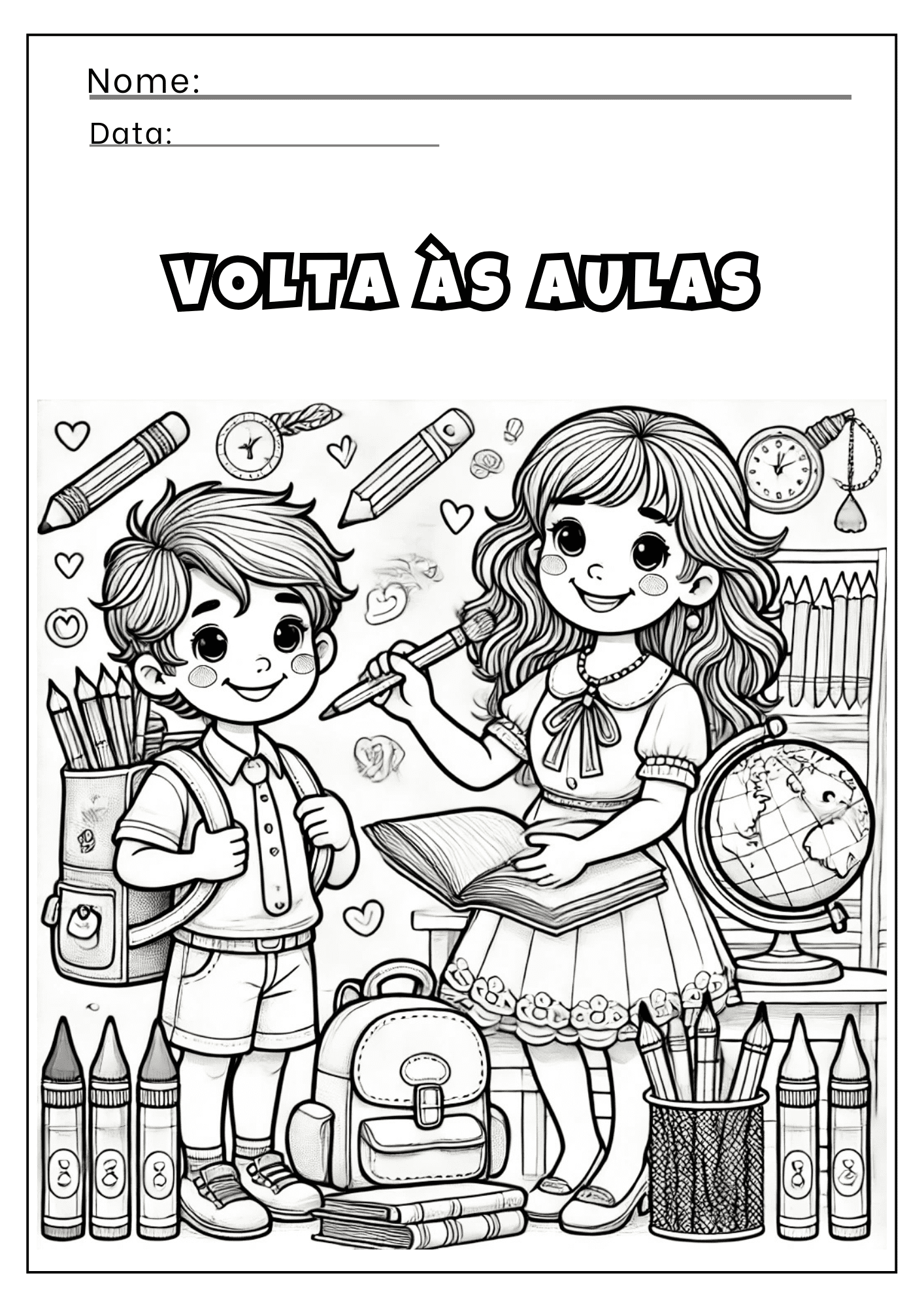 Atividades Volta às Aulas para colorir - Baixe grátis!