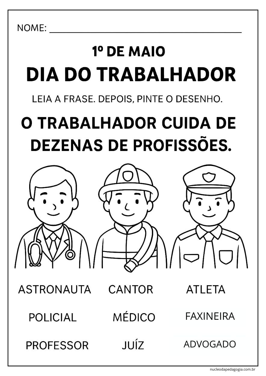 Dia do Trabalhador: Atividades para Imprimir
