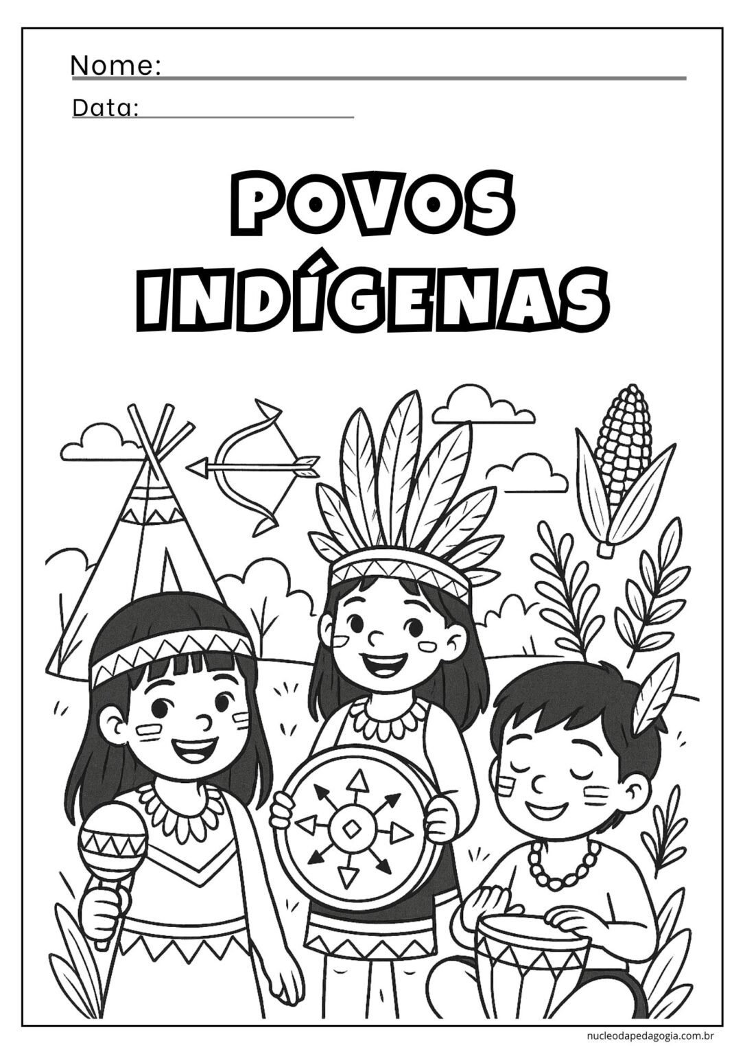 Dia do índio para colorir - Povos Indígenas