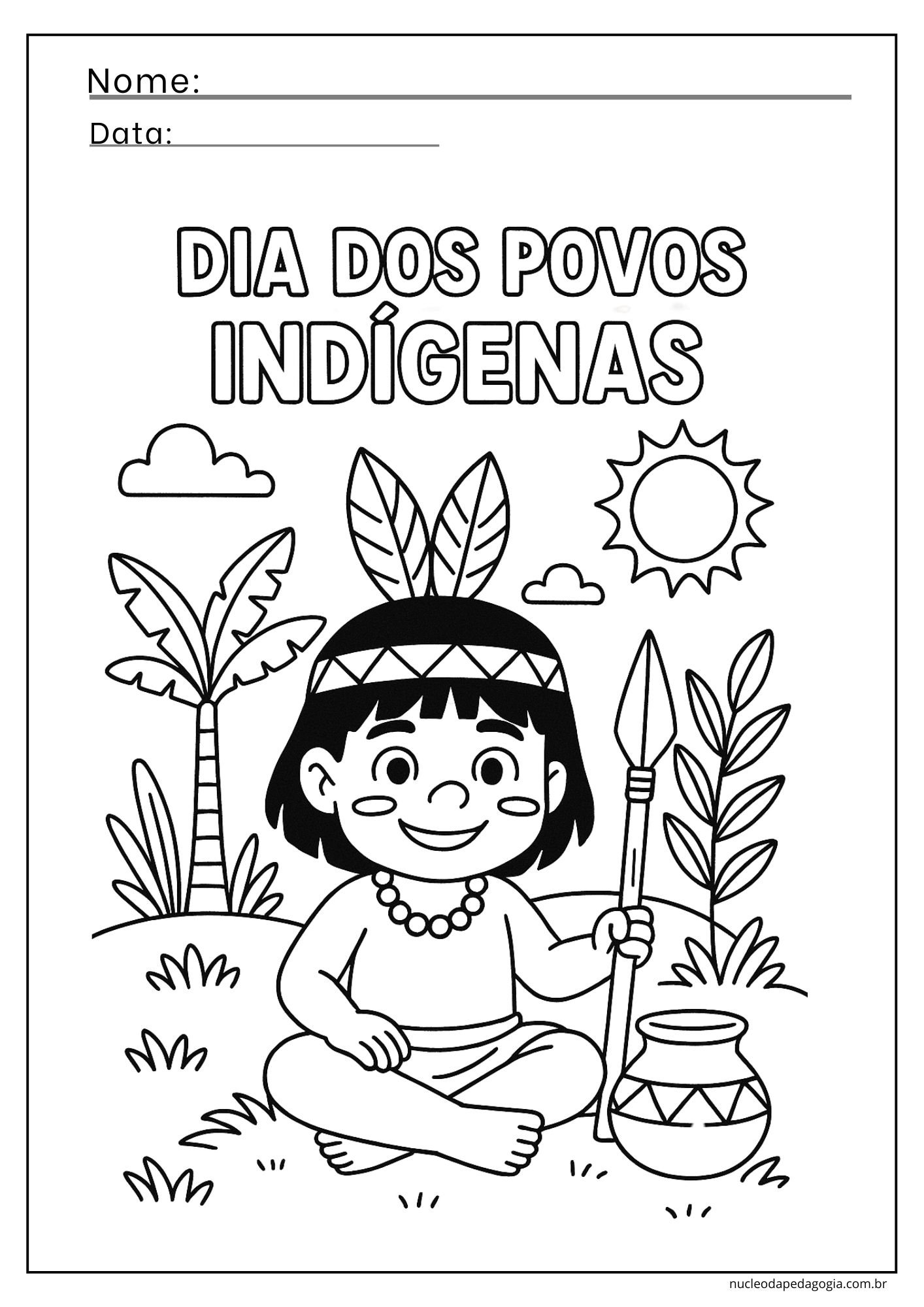 Dia do índio para colorir - Povos Indígenas
