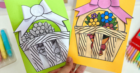 CARTÃO 3D DIA DAS MÃES CESTA DE FLORES