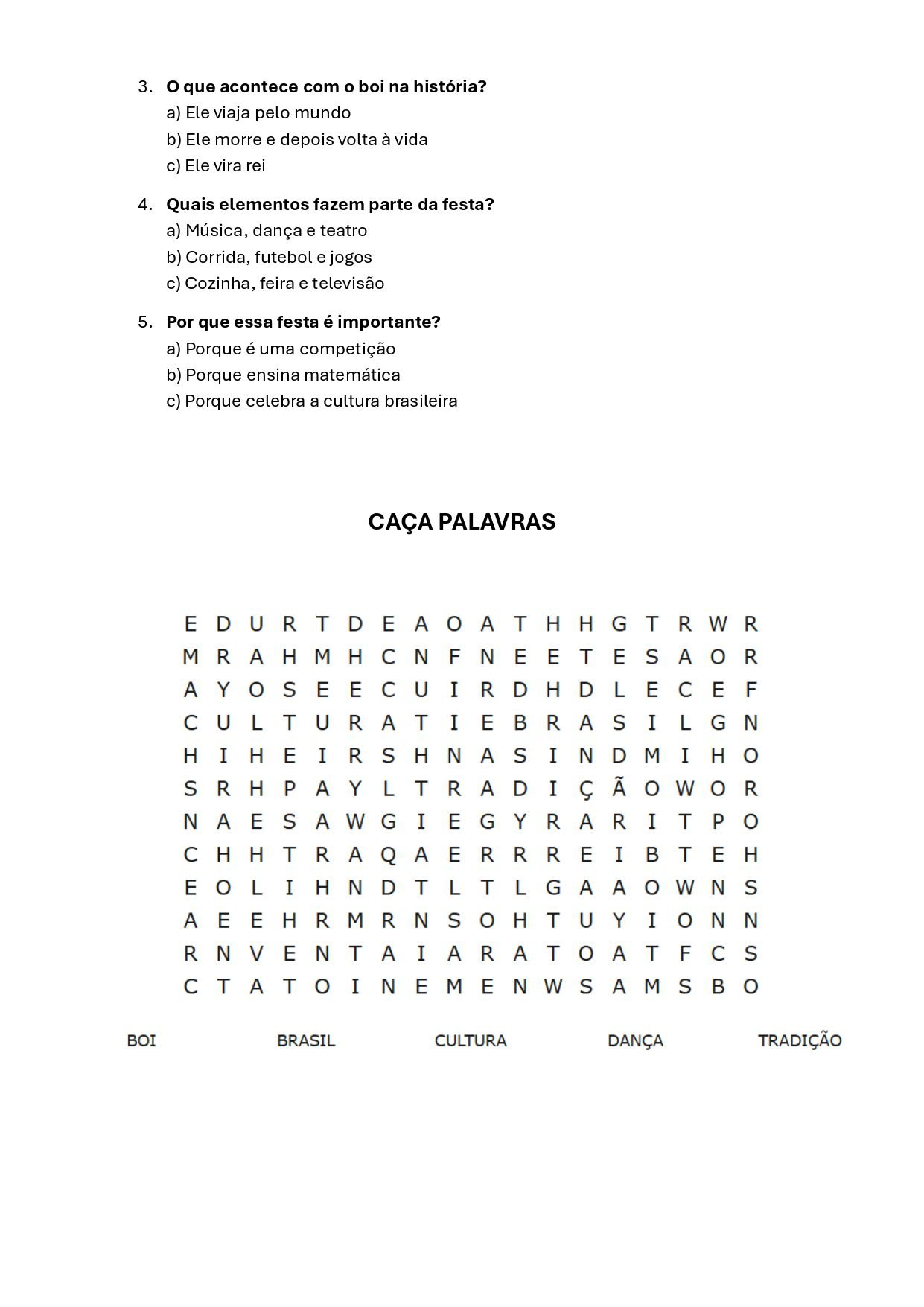 Atividades Bumba-Meu-Boi para imprimir