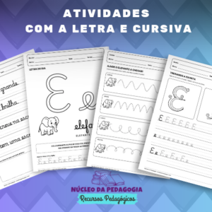 Letra E atividade em Letra Cursiva para Imprimir
